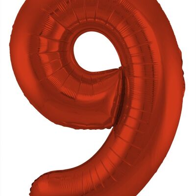 Palloncino Foil Numero 9 Rosso Metallico Opaco - 86 cm