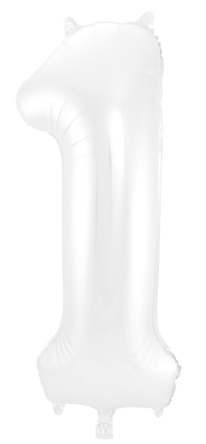 Foil Balloon Number 1 White Metallic Matt - 86 cm