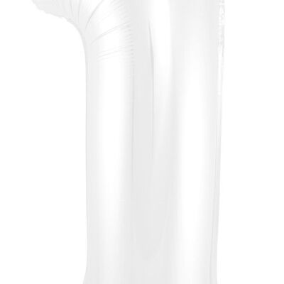 Folienballon Nummer 1 Weiß Metallic Matt - 86 cm