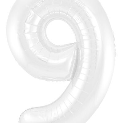 Globo Foil Número 9 Blanco Metálico Mate - 86 cm