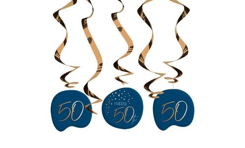 Hangdecoratie Elegant True Blue 50 Jaar - 5 stuks