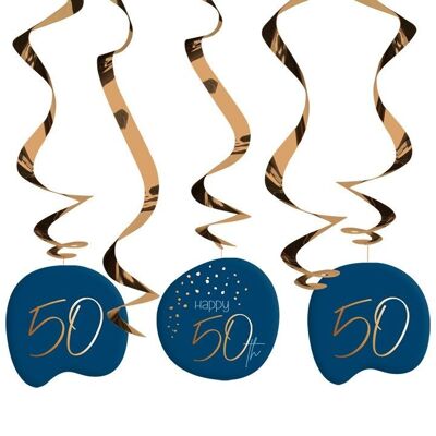 Hangdecoratie Elegant True Blue 50 Jaar - 5 stuks