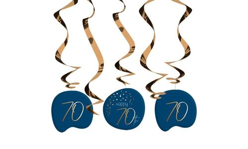 Hangdecoratie Elegant True Blue 70 Jaar - 5 stuks