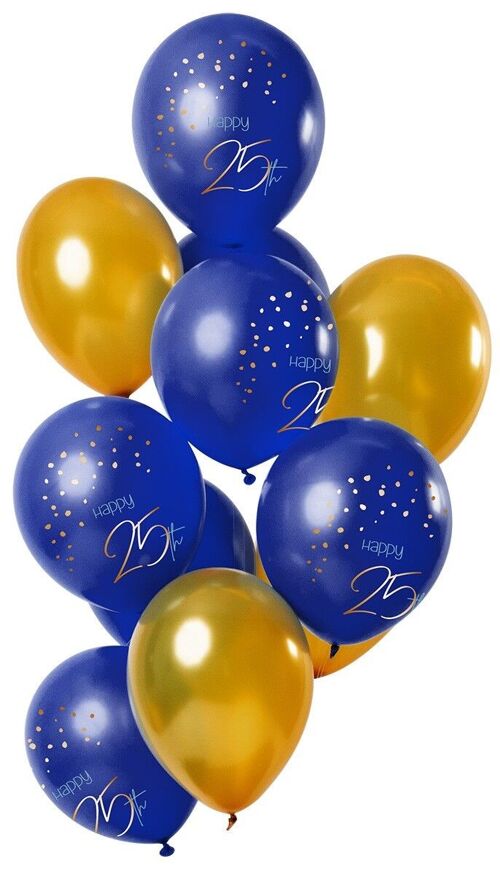 Ballonnen Elegant True Blue 25 Jaar 30cm - 12 stuks