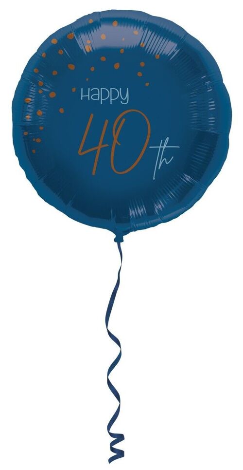 Folieballon Elegant True Blue 40 Jaar - 45cm