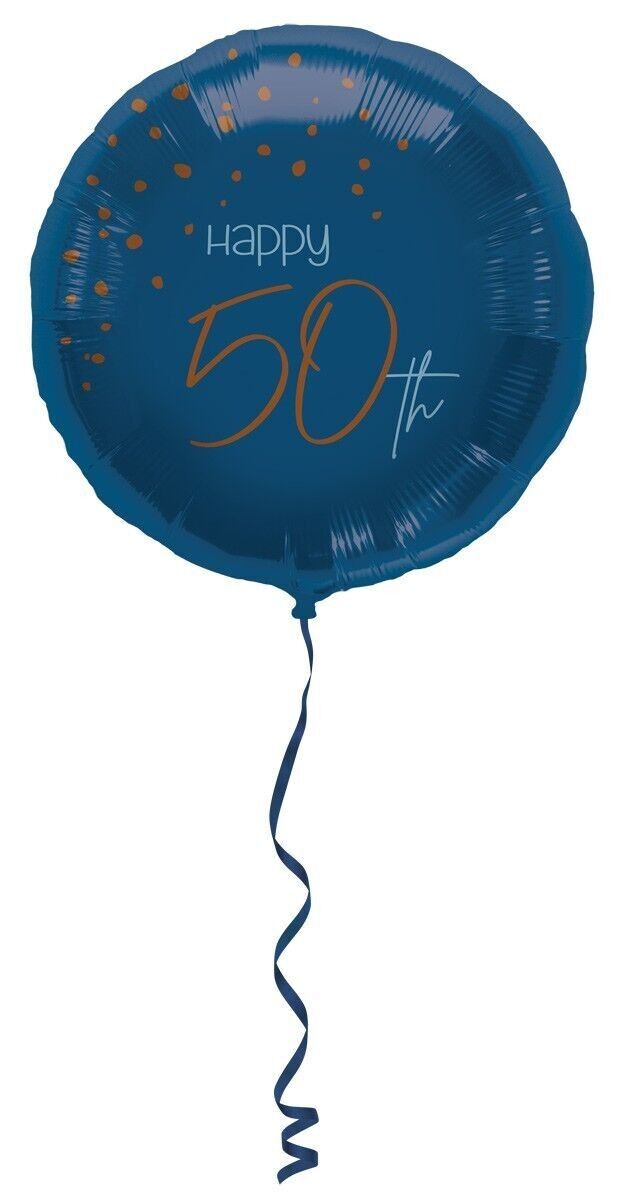 Palloncino Foil Elegante Blu Vero 50 Anni - 45cm