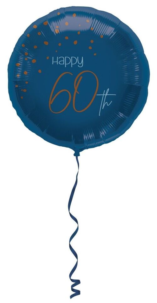 Folieballon Elegant True Blue 60 Jaar - 45cm