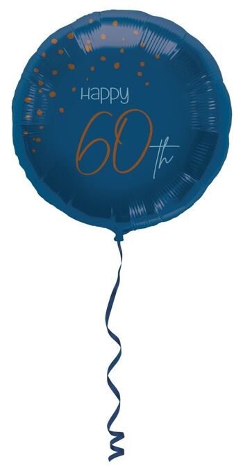 Ballon Aluminium Élégant True Blue 60 Ans - 45cm