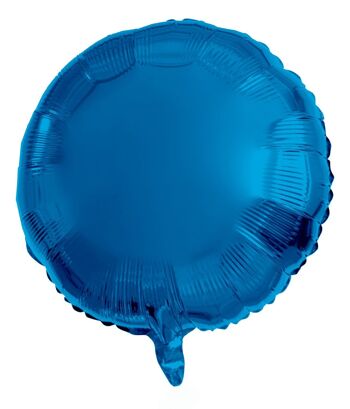 Ballon aluminium rond bleu - 45 cm