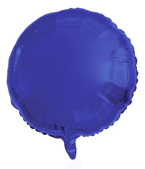 Folieballon Rond Blauw Metallic Mat - 45 cm