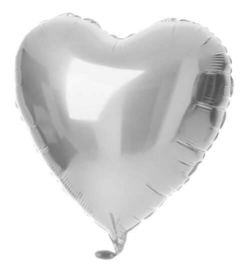 Folieballon Hartvormig Zilverkleurig - 45 cm