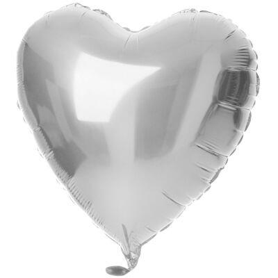 Palloncino Foil a Forma di Cuore Argento - 45 cm