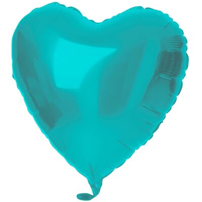 Foil Balloon Heart Shaped Pastel Aqua Metallic Matte - 45 cm