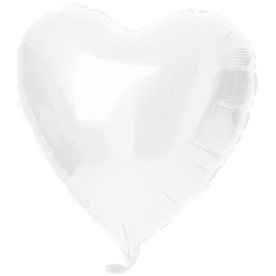 Folienballon Herzform Weiß Metallic Matt - 45 cm