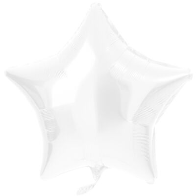 Ballon aluminium en forme d'étoile blanc métallisé mat - 48 cm