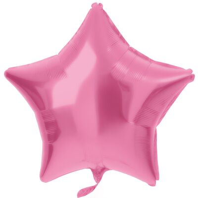 Ballon aluminium en forme d'étoile rose métallisé mat - 48 cm