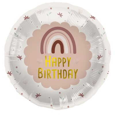 Ballon aluminium anniversaire arc-en-ciel rose - 45 cm