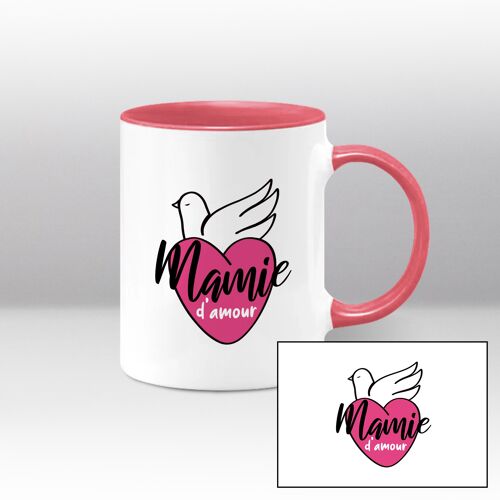 Mug blanc et rose, Mamie d'amour