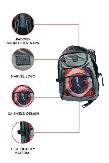 Marvel Civil War Captain America Shield Sac à dos étudiant 2