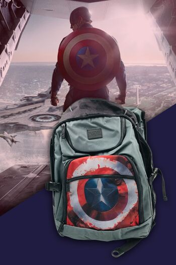Marvel Civil War Captain America Shield Sac à dos étudiant 5