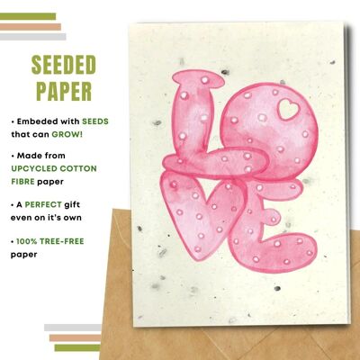 Handmade Eco Friendly Love Cards | Valentine's Day Cards | Love Greeting Cards |Pack of 8 Greeting Cards | Made With Plantable Seed Paper, Banana Paper, Elephant Poo Paper, Coffee Paper, Cotton Paper, Lemongrass Paper and more | Just Love