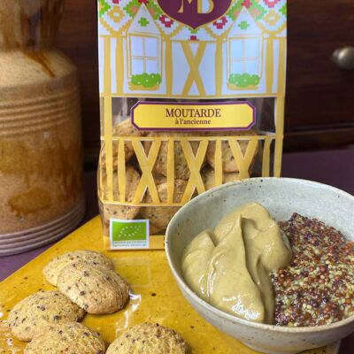 Organic Old-Fashioned Mustard Aperitif Biscuits - Individual bag of 110g