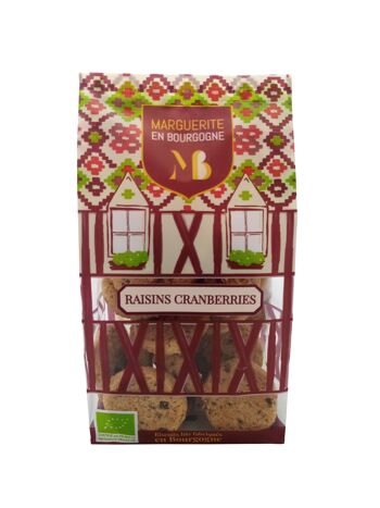Biscuits Bio Cranberries Raisins -  Sachet individuel  de 130g 1