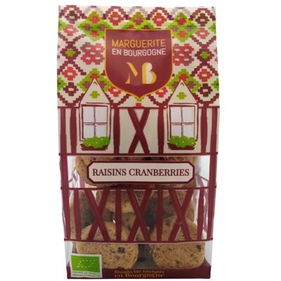 Biscuits Bio Cranberries Raisins -  Sachet individuel  de 130g