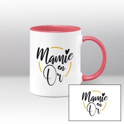 Mug blanc et rose, Mamie en Or