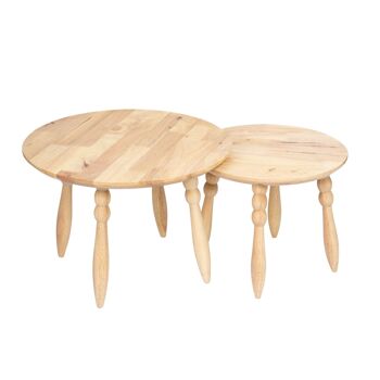 Tables basses en bois massif, ensemble de 2 pièces 2