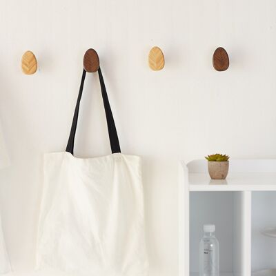 Design Clothes Hooks in Leaf Shape, 3 pieces Set, Color: dark brown