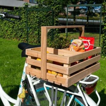 Boîte de rangement en bois massif avec poignée et 3 compartiments 4