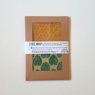 Bee Wrap 2 tamaños - Bee Wrap 3 tamaños - embalaje reutilizable / cero residuos / cera de abejas / ecológico