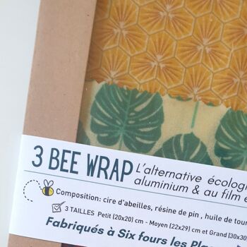 Bee Wrap 3 tailles - emballage réutilisables / zéro déchet / cire d'abeille / écologique 2