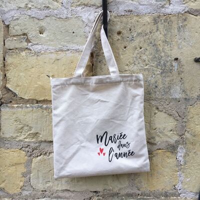 Sac tote bag Mariée dans l'année - tote bag Future mariée - tote bag mariée - tote bag mariage - cadeau future mariée - cadeau EVJF