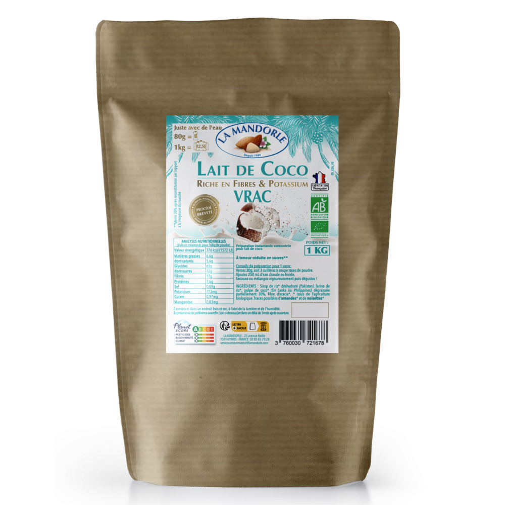 Leche de coco en polvo GRANEL - 1kg: 12,5L
