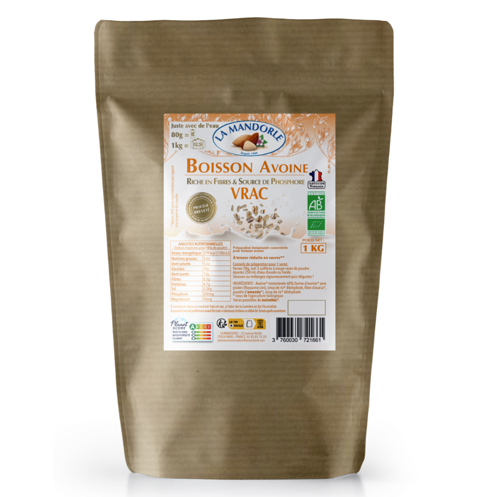 Bebida de avena en polvo a GRANEL - 1kg: 12,5L