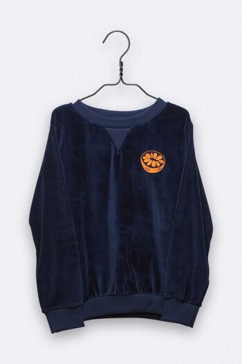 Pull Tommy en velours bleu marine avec patch mandarin 5