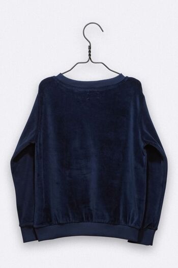 Pull Tommy en velours bleu marine avec patch mandarin 6