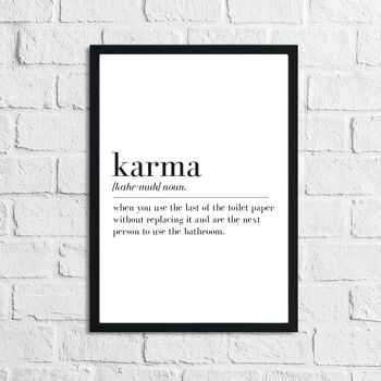 Karma Definition Salle de bain Funny Print A4 Normal