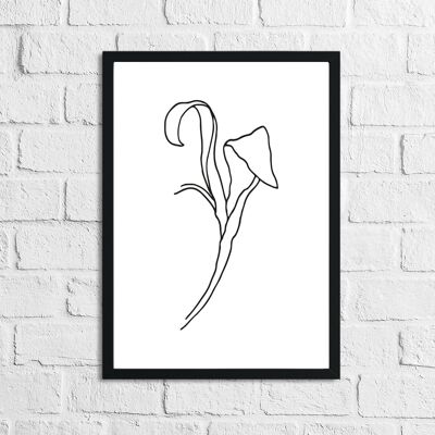 Flower 2 Simple Line Work Bedroom Print A4 Normal