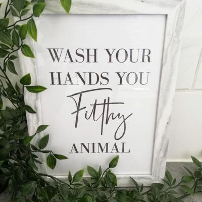 Originale lavarsi le mani sporco animale bagno stampa A4 normale