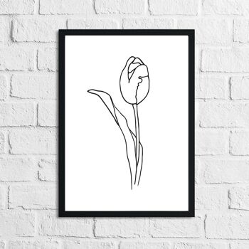 Flower 4 Simple Line Work Bedroom Print A4 Normal