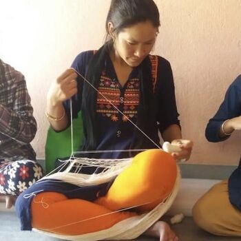 panier haut durable / rangement en coton & jute - rayure blanc cassé - fait main au Népal - panier au crochet 7