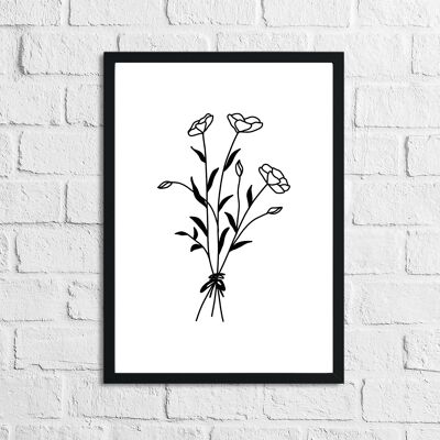 Flower 5 Simple Line Work Schlafzimmer Home Print A4 Normal