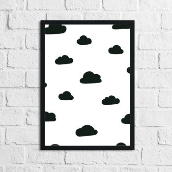Motif de nuages scandinaves Chambre d'enfant pour chambre d'enfant Impression A4 Normal