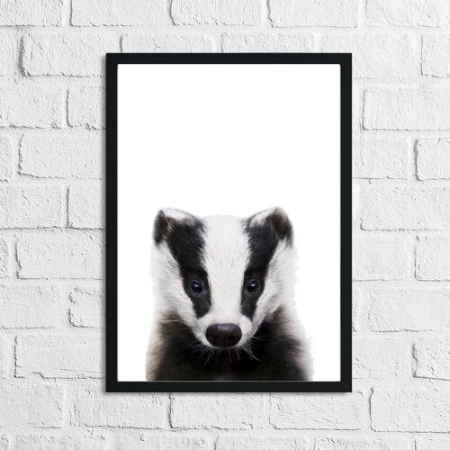 Badger Animal Woodlands Nursery Childrens Room Print A4 Normal
