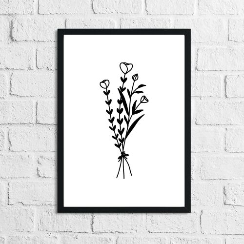 Flower 2 Simple Line Work Bedroom Home Print A4 Normal