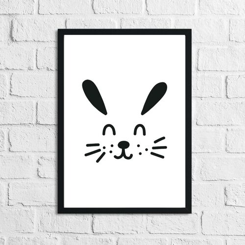 Scandinavian Bunny Childrens Nursery Room Print A4 Normal