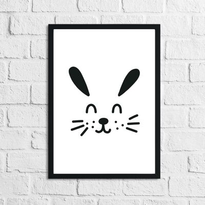 Scandinavian Bunny Childrens Nursery Room Print A4 Normal